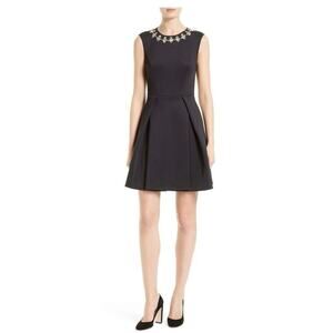 Ted Baker Black Joone Embellished Fit To Flare Dress Size 0 Cocktail Evening
